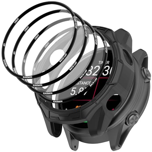 [1+4 Pack] Case with PMMA Screen Protector Compatible with Garmin Forerunner 970 47MM Bumper Full Coverage Protective Soft Cases Face Cover for Forerunner 970 47MM