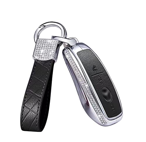 スマートキーケース ジルコンクリスタル装飾 Mercedes Benz ベンツキーケース キーカバー メルセデスベンツ ベンツキーホルダー A C E S Gクラス CLS GLE GLC GLSクラス適用 本革/合金 オシャレ 高級 傷/落下防止 3色