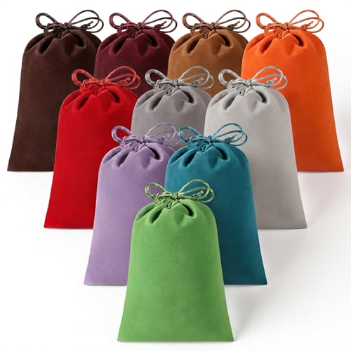 SynHHergyx 10 PCS Velvet Bags with Drawstrings 5x7 Inch Colorful Velvet Gift Bags Jewelry Bag Multi-purpose for Gifts Wrapping, Wedding Party Favor, Jewelry Pouches, Holidays DIY Craft Bag