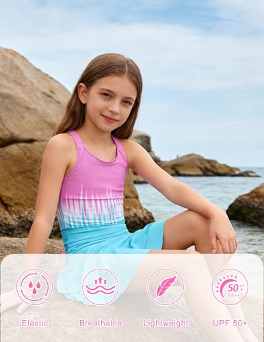 Image of ALISISTER Girls Tankini Swimsuit Two Piece Bathing Suits Summer Beach Swimwear with Shorts for 7-12 Years