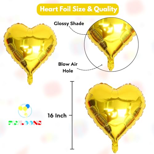 Image of Flyloons 13th Happy Anniversary Decoration Items Gold Black for Men Women Husband Wife Mom Dad Couple Home Bedroom Car With 20 Pcs Metallic Balloons Anniversary Banner 2 Pcs Heart Set Kit Golden
