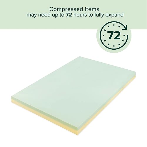 Zinus 1.5/3/4-Inch Green Tea Memory Foam Mattress Topper, Pressure-Relieving Layers, Certipur-Us Certified, (3 In, Full),White #TOP1