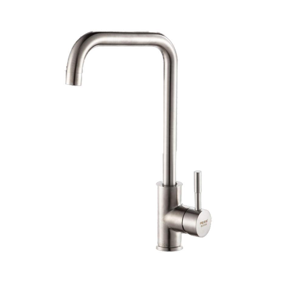 Robinet de lavabo de salle de bain mitigeur cuisine inox 304 pivotant chaud et froid