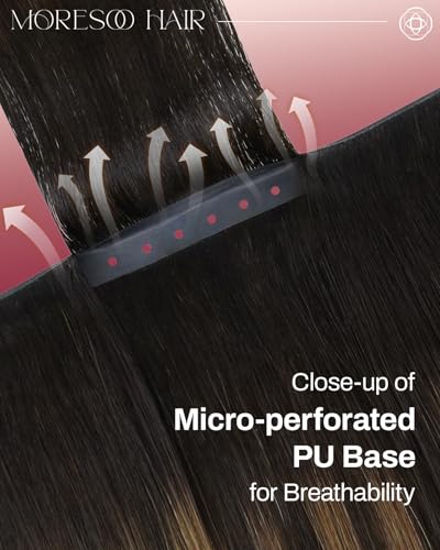 Image of Moresoo Butterfly Weft Hair Extensions, Balayage Brown, Remy Human Hair | 24 Inch 50g, flowing remy human hair gives graceful balayage length for travel, bridal events and refined hairstyles