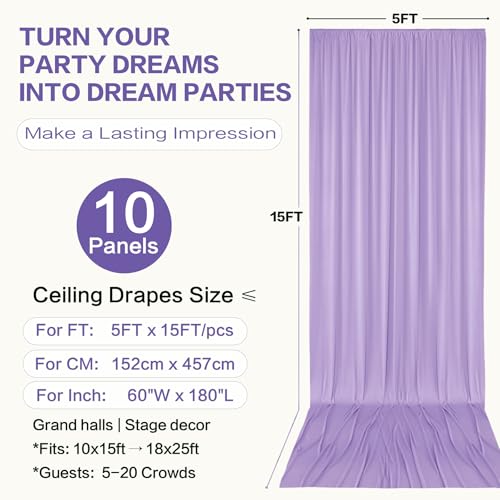 Party Village 50ft×15ft Taro Purple Backdrop Curtain for Wedding Parties by Party Village - Used condition - Image 6