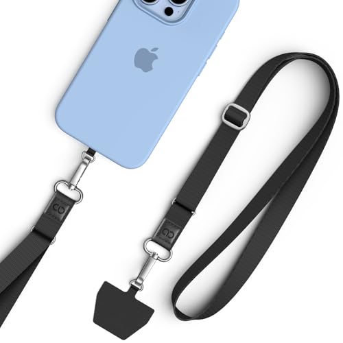Lamicall Cell Phone Lanyard Crossbody 2 Pack - Adjustable Thicker Soft-Touch Strap with 2 Patches, Anti Theft Neck Lanyard with Large Zinc Alloy Swivel Hook for iPhone 17 16 15 Pro Max, Android