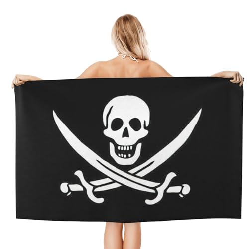 Serviette en microfibre horizontale à séchage rapide imprimé drapeau pirate - 3