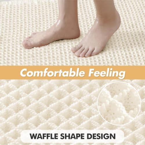 MIULEE Set of 2 Waffle Bathroom Rugs Cream White Bath Mat 17"x24"+20"x32" by MIULEE - Used condition - Image 5