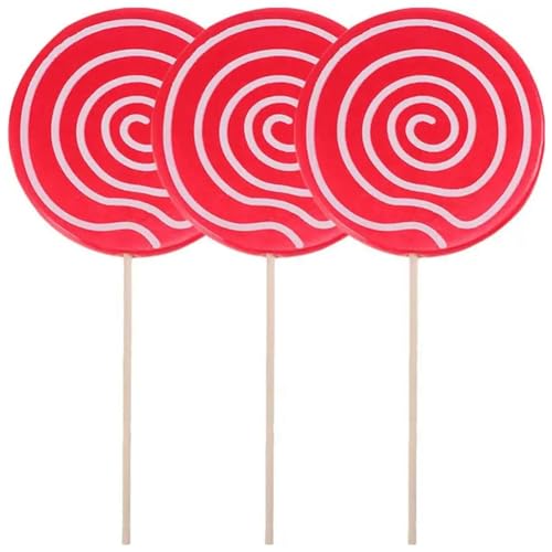 JNJOOD 3 piezas de piruletas simuladas modelo de piruletas falsas adornos de caramelos decoración de boda festival fiesta fácil de instalar fácil de usar, rojo