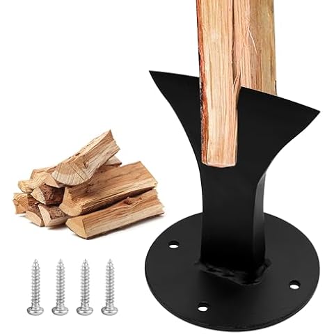 Zhitaoxun Firewood Kindling Splitter for Wood Stove,Manual Log Splitter Wedge,Wood Splitter Wedge,Steel Wood Wedge,Black,with 4 Holes and Install Screws Cover