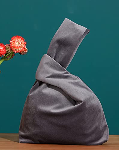 Yuutbiu Borsa Da Polso, Elegante Borsa Portatile, In Velluto A Formai Di Nodo, Pochette Per Telefono, Idea Regalo Per Donne, Nero 2, Middle - 2