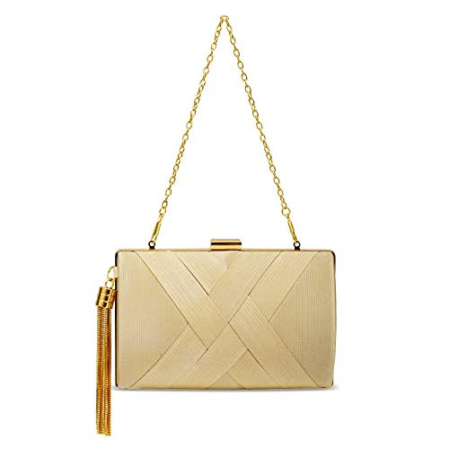 Zebrum Womens Evening Clutch Bag Designer Evening Handbag Hand Bag,Lady Party Wedding Clutch Purse (Beige-Elegant Tassel) #TOP4