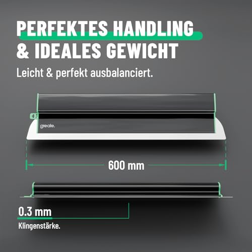 greate Flächenspachtel 600mm mit ergonomischem Griff - Glättspachtel für ansatzfreies Spachteln - Flächenglätter für Trockenbau - Spachtelwerkzeuge, Federspachtel, Z Spachtel, Spachtel Glätter