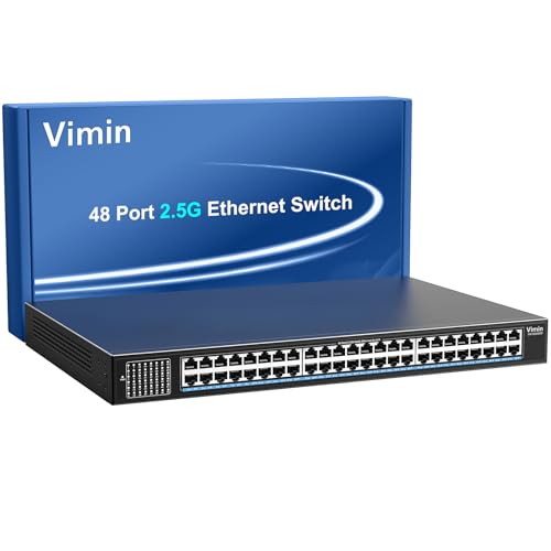 Image of 48-Port 2.5G Switch Unmanaged, 48 x 10 /100 /1000 /2500Mbps RJ45 Ports, Plug & Play 2.5G Ethernet Switch, 48 Port Switch Multi-Gigabit 2.5G Metal Housing, Desktop /Wall-Mount, for Home & Office Network