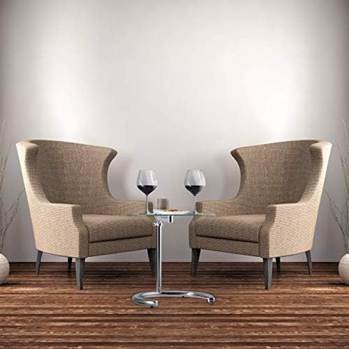 Relaxdays Height-Adjustable Coffee Table 70 cm, Round Living Room Stand, Chromed Steel, Glass Top, Tempered, Silver, 46 cm Ø