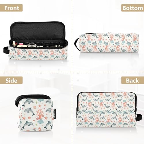 Bolso de Viaje para Herramientas Capilares con Alfombra Térmica Desmontable, Estuche Portátil para Planchas, Rizadores y Secadores de Pelo, Diseño Delfín y Coral para Mujer miniatura 5