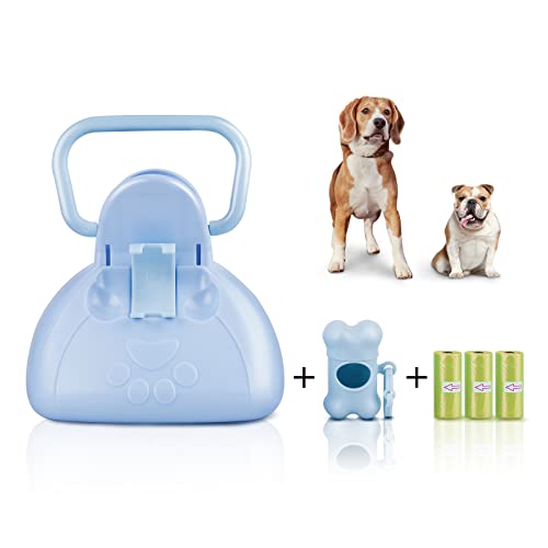 Recogedor de Excrementos Para Perros Grandes y Pequeños con 2 Bolsas de Excrementos y 1 Dispensador,Recoge Los Excrementos de Los Perros de Forma Higiénica, Ideal Para el Césped,La Suciedad y La Grava