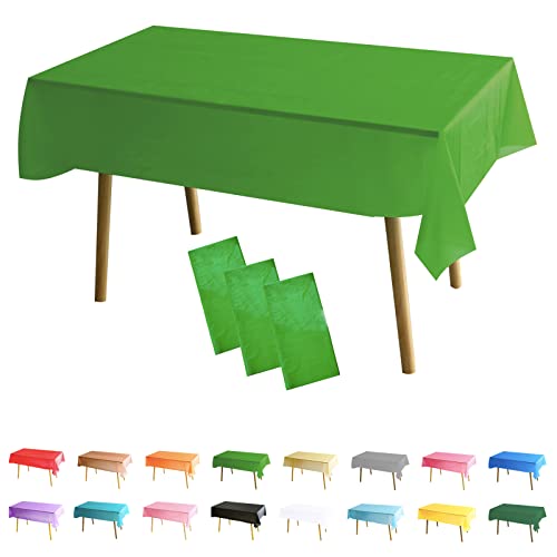 3 Paquet Mantel de Rectangular Verde Oscuro Mantel Desecheble Mantel Impermeable de Poliéster (137x274 cm/54 x 108 Pulgadas) Cubre Mesas para Fiestas, Cumpleaños, Bodas,Bares, Artesanías, Exposiciones Cover