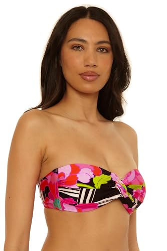 Trina Turk Women's Bougainvillea Ring Twist Bandeau Bikini Top, Floral Print, Adjustable, Tie Back, Swimwear Separates2