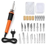 Culnflun Kit Di Utensili Da Taglio Elettrici a Caldo, Set Da 27 Pezzi Contiene 16 Lame 4 Set Di Mandrini Supporto in Metallo, Coltello Da Incisione a Caldo Multiuso per Stencil, Spina Ue 220V