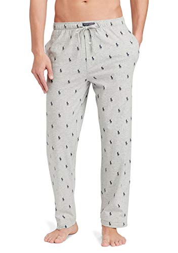 Image of POLO RALPH LAUREN Men's Pony Player Print Classic Pajama Pant, PK04SR, Andover Heather /Navy, L