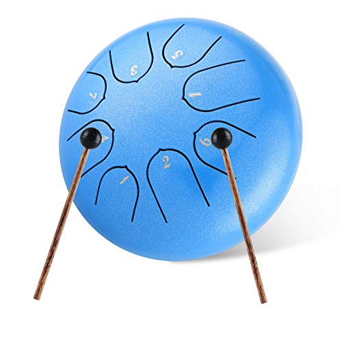 Tongue Drum 8 Notes 6 Inches Chakra Tank Drum Steel Percussion Padded Travel