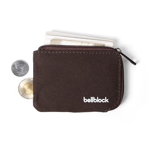 Image of Bellblock Canvas Card Holder Wallet for Man /Women | Upto 15 Cards, Folded Cash & Coins | Coin Pouch | Credit /Debit Card Holder for Men /Women | Gift for man /Woman | Mocha Black