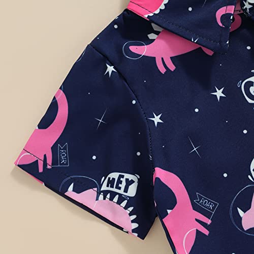 Image of Toddler Boy Summer Outfits Button Down Short Sleeve Floral Shirts & Casual Shorts 1-6 Years Boys Clothes Set