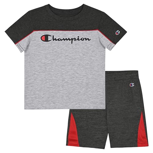 Champion Boys Short Set 2 Piece Active Clothing Set for Toddlers Short Sleeve Tee and Pull on Short for Kids