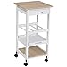 HOMCOM Carrito de Cocina Carro de Servicio de 4 Niveles con Ruedas Giratorias Cajón Estantes Botellero Almacenaje para Cocina Sala de Estar Comedor 37x37x76 cm Blanco