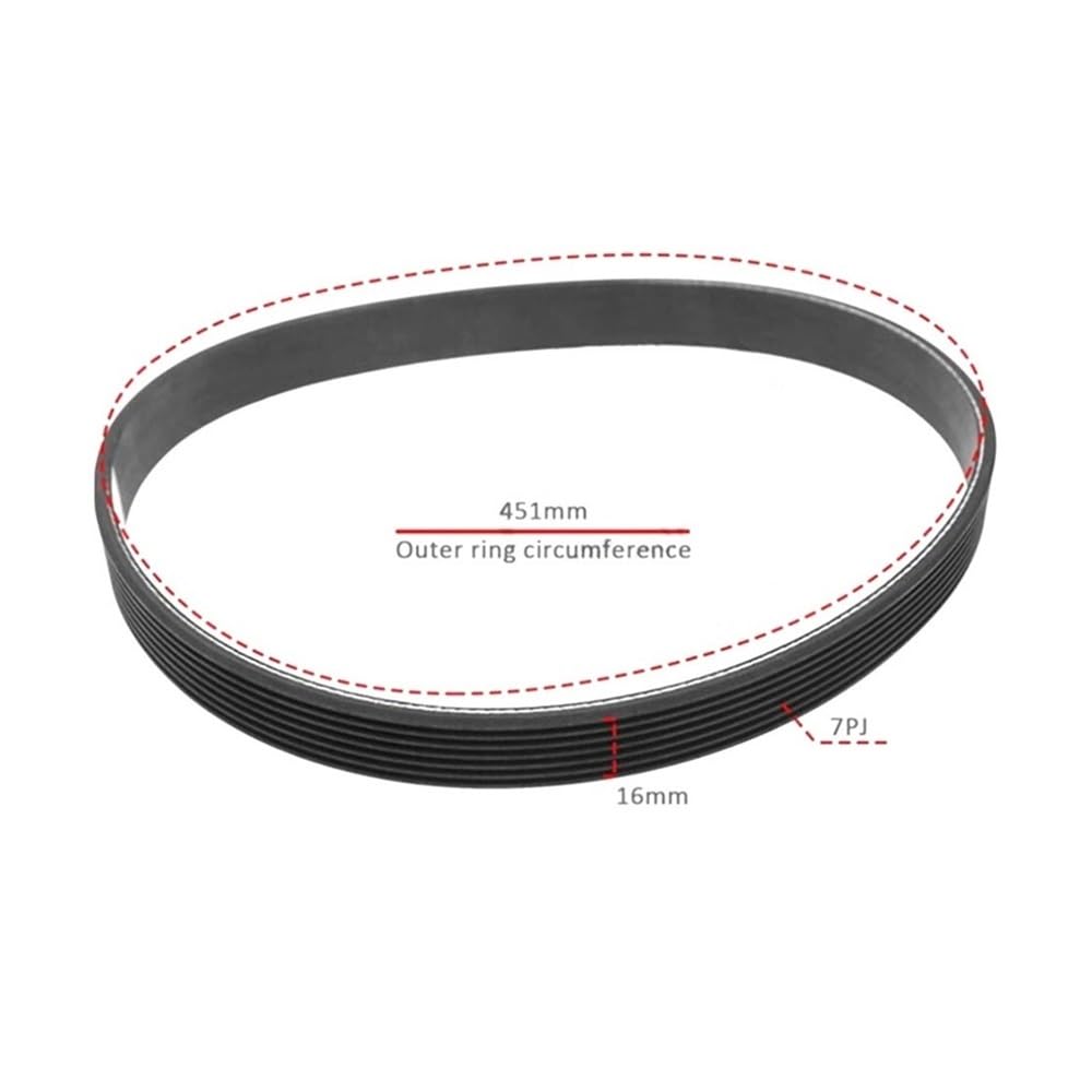 Correa de transmisión for cortacésped 7PJ451, compatible con desbrozadora Bosch Rotak 320, repuesto de herramienta eléctrica de jardín, correas de transmisión de 7 costillas y 16mm de ancho(2pcs)