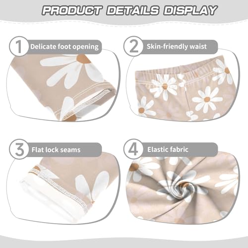 ALAZA Girls' Leggings Children's Yoga Pants Skinny Printed Dance Flower Oatmeal Color Comfortable 4T2