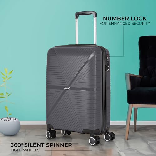 Image of Stony Brook by Nasher Miles Axis Hard-Sided Polypropylene Cabin Luggage Dark Grey 20 inch |55cm Trolley Bag