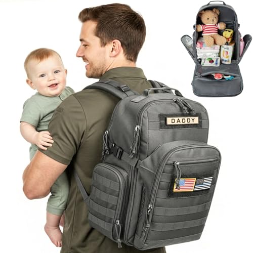 Image of MIRACOL Diaper Bag Backpack for Dad: 900D Military-Grade Backpack with 16+ compartments - 40L XL Capacity Fits 15+ Diapers & 3 Bottles - Heavy-Duty Daddy Baby Bag for Travel & Outdoor