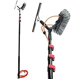 XAXIAOZ Kit de Limpieza de Ventanas Extensible - Cepillo telescópico de 35.4 pies y Poste Alimentado por Agua para Paneles solares, invernaderos y Ventanas - Limpiador de escobil
