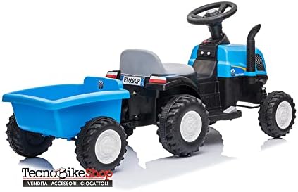 Trattore Elettrico Per Bambini New Holland T7 6V Small Lettore Mp3 USB Luci  LED Suoni Rimorchio : Amazon.it: Giochi e giocattoli