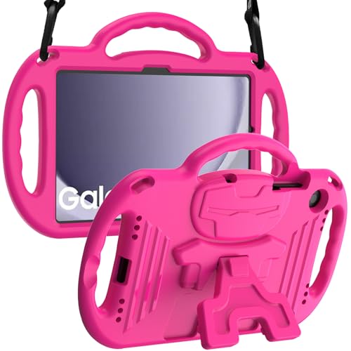 LTROP Case for Samsung Galaxy Tab A11 Plus 2025 / A9 Plus 2023 11 Inch with Shoulder Strap Handle & Kickstand Shockproof Bumper Case for Galaxy Tab A11+ 2025 / A9+ 11 - Hot Pink