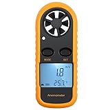 Anemómetro Termómetro Digital eSynic Anemómetro Digital de Mano con LCD Retroiluminación Medidor de Velocidad Viento CE Aprobado Termómetro de Viento para Vela, Cometa, Surf, Marina, Pescar, etc