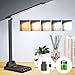 Produktbild Schreibtischlampe LED Dimmbar - Tischlampe Kabellose mit 2500 mAh Wiederaufladbarem Akku, 5 Farben und 10 Helligkeitsstufen, USB Ladeanschluss, Bürolampe LED Schreibtischlampe für Kinder Büro, Schwarz