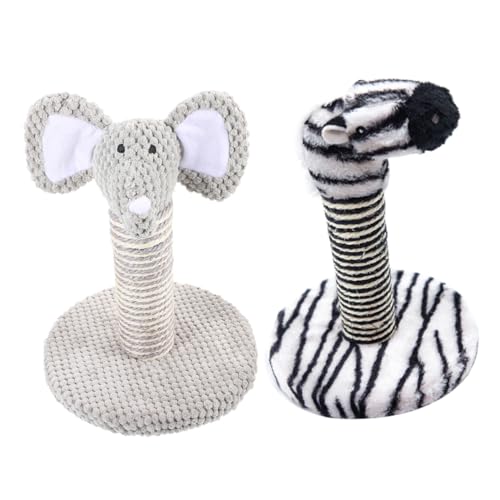Poste rascador para gatos con diseño elefante y cebra miniatura 1