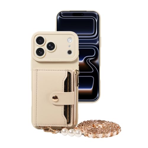 Étui iPhone 11 Pro Max chic en cuir beige avec miroir pour vos sorties