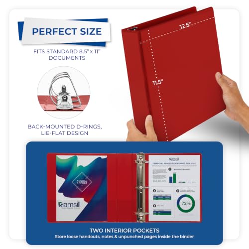 Image of Samsill Durable 2 inch 3 Ring Binder, D Ring Binder, 100% Recycled Chipboard, Red, 12 Pack