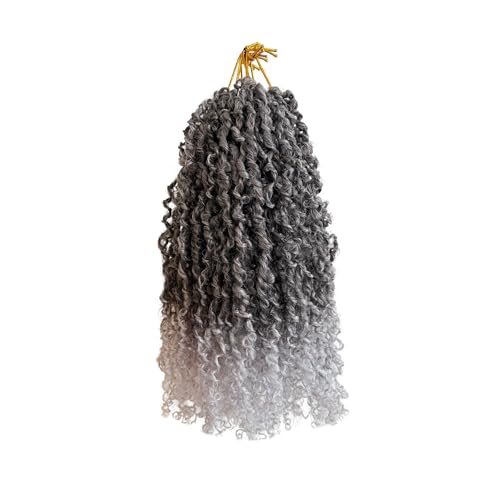14 Inch Pre-Looped Yanky Twist Crochet Hair, 30 Strands/Pc, Mini Passion Twists, Senegalese Braiding Hair (TGrey, 8 Pcs/Pack)