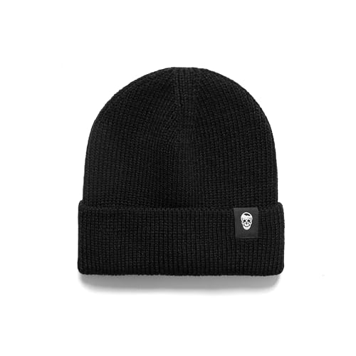 Gymreapers Beanie Winter Hats for Women & Men | Unisex Acrylic Ribbed Knit Cuffed Skull Cap | Stocking Warm Hats for Men (Black)