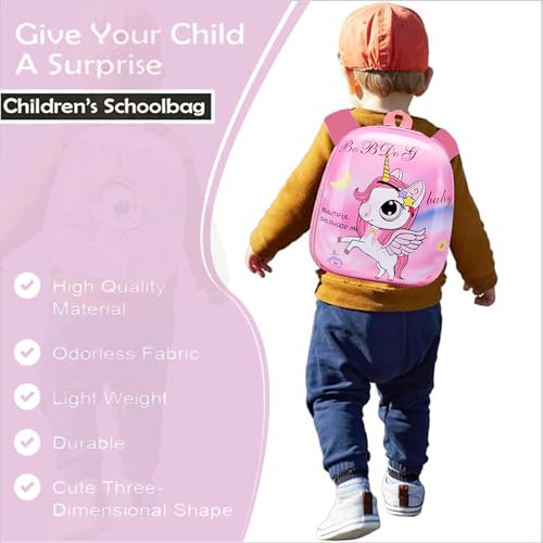 Image of BabyMoon Eggshell Multipurpose Kids Backpack | Children's School Bag for Boys & Girl's | Kids Travel Backpack | Unicorn Pink