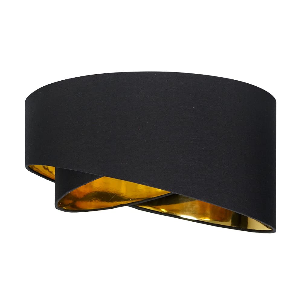 Minisun Black | Modern And Gold Double Layer Ceiling Light Shade | Pendant Lights, Home Décor & Improvement Essential | Includes 10W Gls Bulb | 40Cm Shade Width