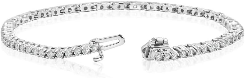 14K Gold Lab Created Diamond Tennis Bracelet for Women – Round Brilliant Cut Lab Diamonds, 4 Prong Setting, F-G Color VS Clarity, Luxury Diamond Bracelet Jewelry Gift for Wife, Anniversary, Wedding