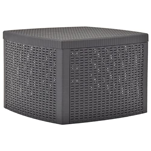 Mesa Auxiliar de plástico Color Moca 54x54x36,5 cm,Mesa Auxiliar Multifuncional para jardín con Compartimento de Almacenamiento Aspecto de ratán Mesas de jardín