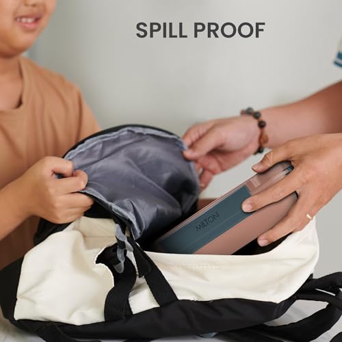 Image of MILTON Super Sherry Tiffin Lunch Box for Kids, 780 ml | Leak-Proof Inner Container with Clip Lock Lid | BPA Free, Food Grade | Compact & Durable Snack Box with Plastic Spoon & Fork | Brown