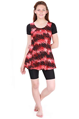 Image of TYR Polyester Perseus Women Frocksuit with Sleeves and Knee, S /32 (Red -Black)